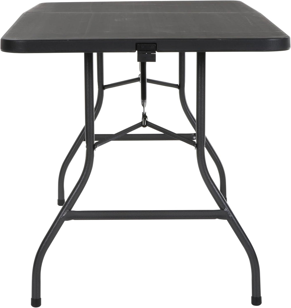 COSCO 6 ft. Fold-in-Half Banquet Table w/Handle, Black
