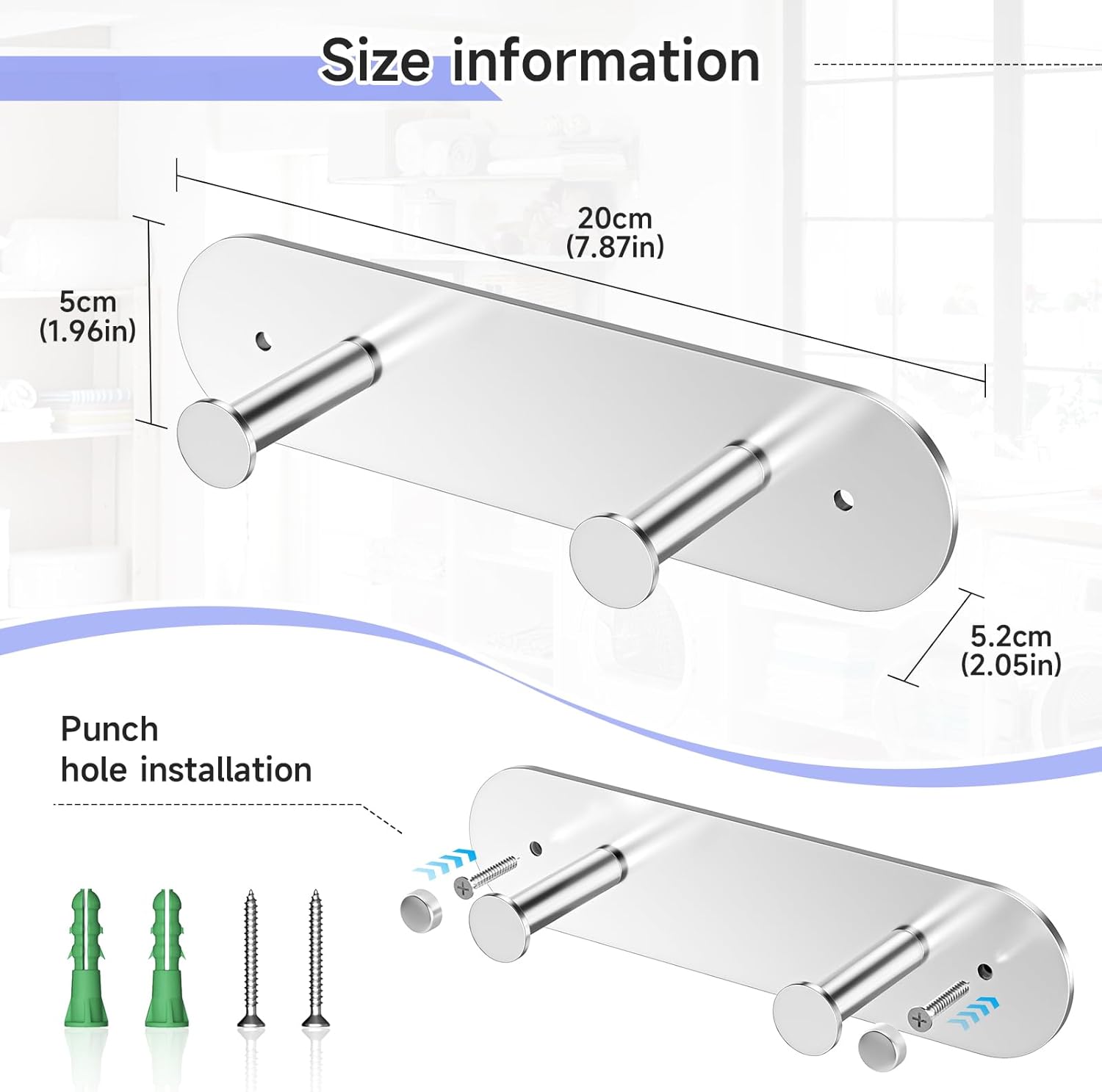 Ironing Board Holder Wall Mount,Ironing Board Hanger with Removable Hooks, Laundry Rooms Stainless Steel Ironing Boards Hook for Wall for Y or T Leg
