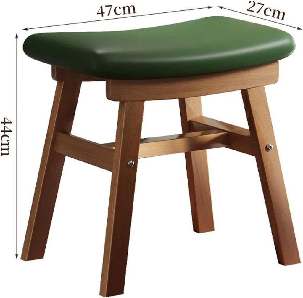 Counter Stool, Upholstered Dining Accent Side Chair, Solid Wood Saddle Stool, Work Vanity Chair, Comfortable Upholstered, for Small Space(Orange)