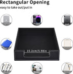 Leather Letter Tray, Office Supplies Desk Organizer for Mail Paper Files Magazines Jewelry Cosmetics,Luxury Letter Holder&Multipurpos Stackable Office Desktop Storage Box,Black