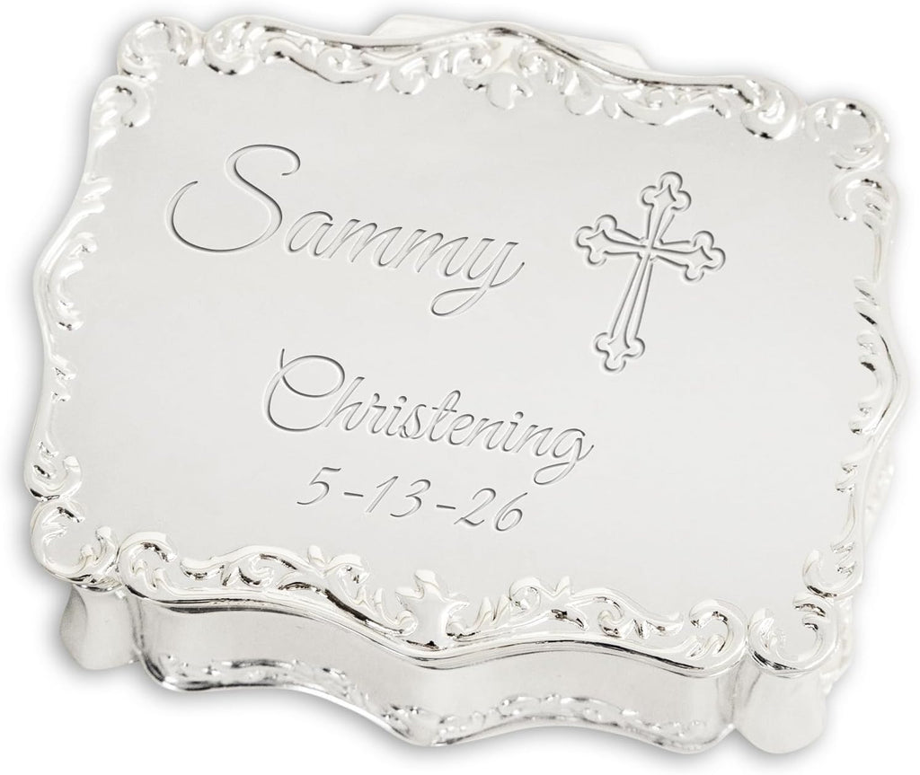 Cherished Moments Personalized Christening Rectangle Jewelry Box