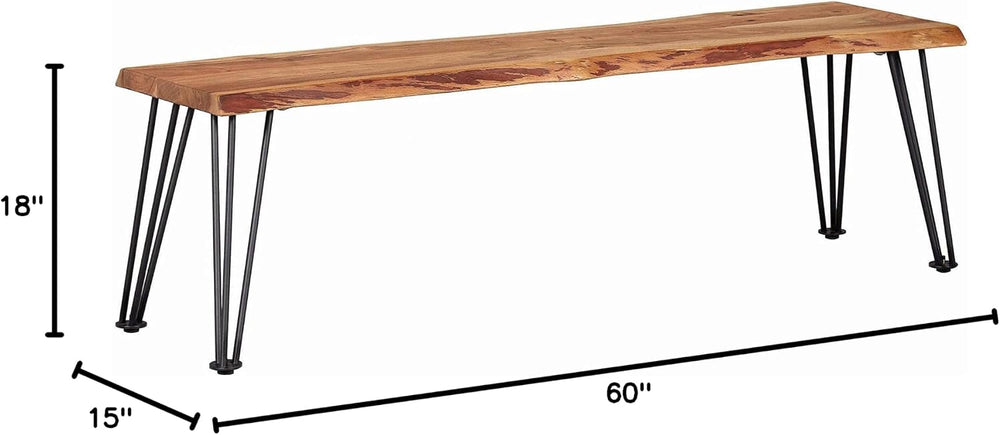 Coaster Home Furnishings - Sherman - 60-Inch Live Edge Acacia Wood Dining Ben...