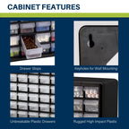 Akro-Mils 64-Drawer Plastic Storage Cabinet, 20-Inch W x 6-Inch D x 16-Inch H | Black | Model 10164 | Garage Organization