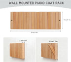 Coat & Hat Hooks Wall Mount with Key Holder, Wall Mounted Coat Rack with 9 Retractable Hangers, Solid Wood Slim Key Holder for Entryway, 17in Natural Finish