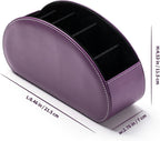 Remote Control Holders Organizer Box with 5 Compartment PU Leather Multi-functional Office Desk Storage Caddy Store Tv Remote for Media Player,Brush,Pencil,Glassees&Office Supplies (Dark purple)