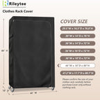 Rileytee Garment Rack Cover,600D Heavy Duty Waterproof Clothing Rack Cover,Clothes Rack Cover with Zipper for Metal Garment Rack(Black,46"W x 18"D x 80"H,Cover Only）
