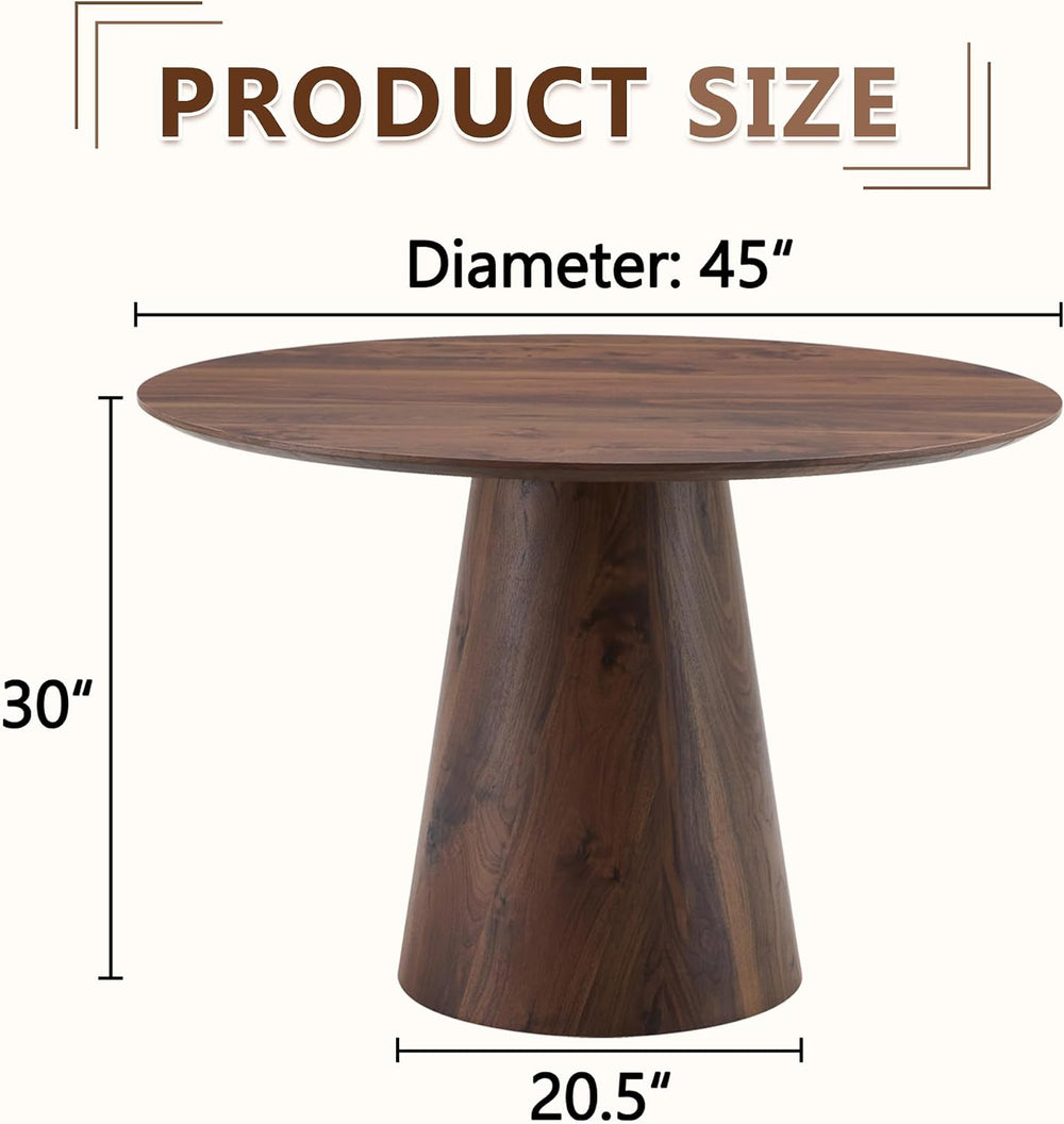 45'' Round Dining Table for 4 - Modern Farmhouse Kitchen Table with C...