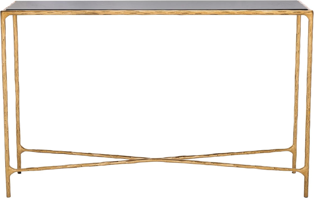 SAFAVIEH Couture Collection Jessa Brass Base & Black Marble Top Rectangul...