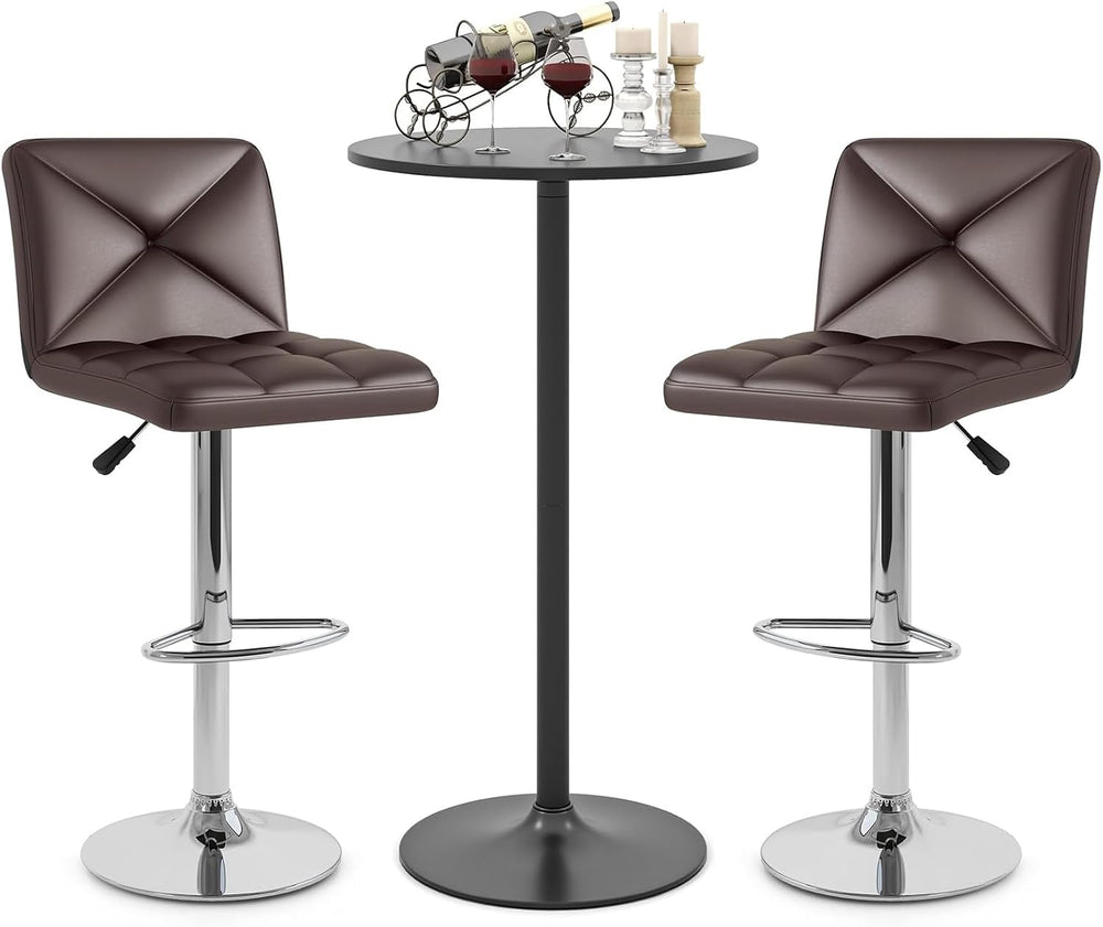 COSTWAY 3 Pieces Bar Table Set, Counter Height Table Set with 2 Bar Stools