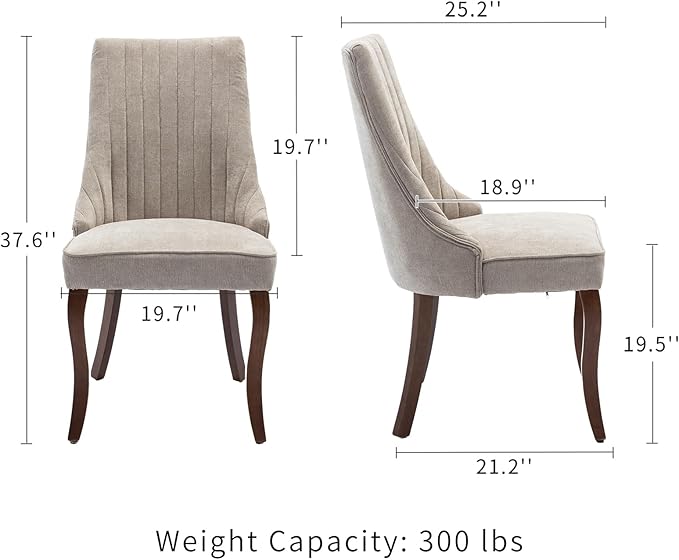 Modern Dining Chairs Set of 4, Mid Century Kitchen & Dining Room Chairs, Velvet Upholstered Kitchen Chairs with Wood Legs, Sillas de Comedor, Easy Assembly, Beige, 4 Pieces