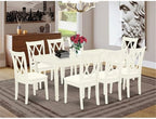 East West Furniture DOCL9-LWH-C 9 Piece Dining Table Set Includes a Rectangle Wooden Table with Butterfly Leaf and 8 Linen Fabric Dining Room Chairs, 42x78 Inch, Linen White
