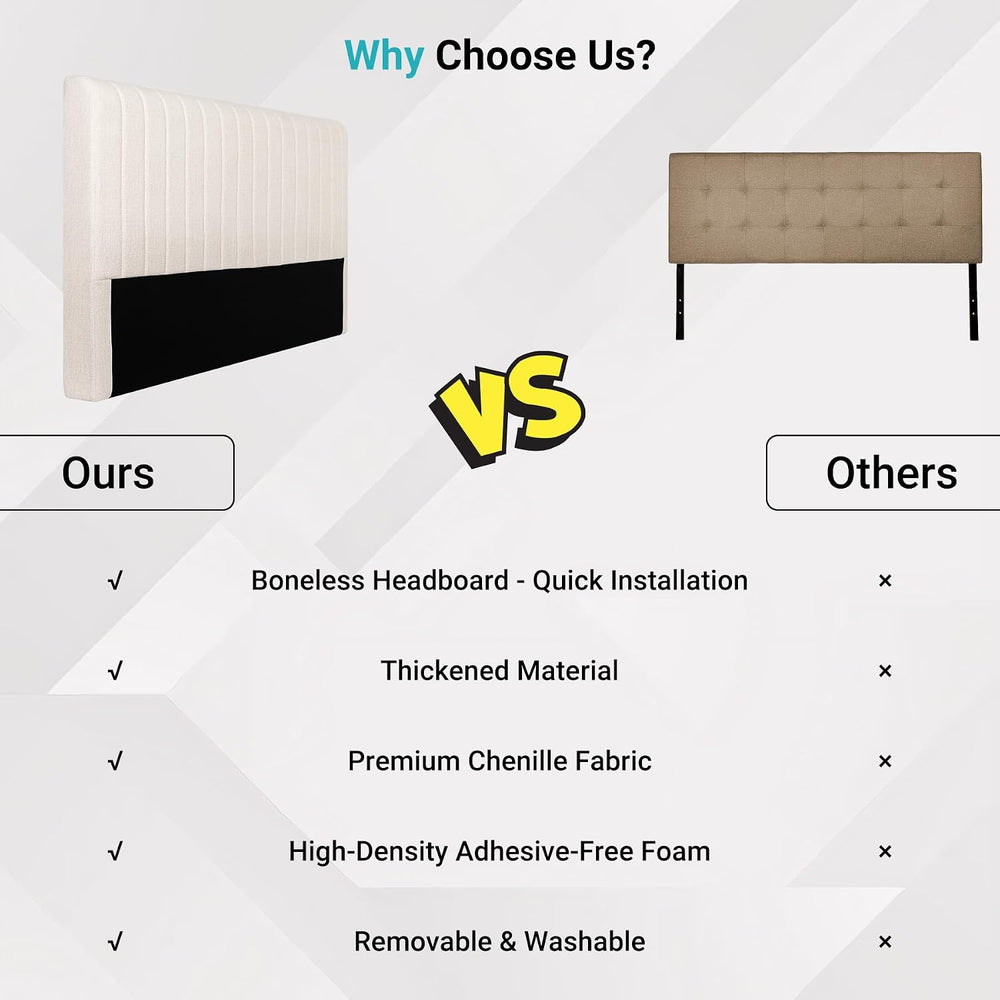 Chenille Boneless King Headboard, No Assembly Required