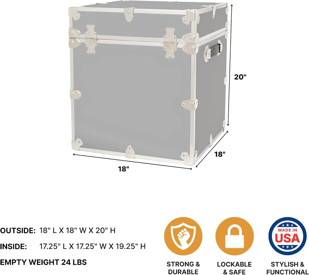 Rhino Classic Cube Trunk, College Dorm Footlocker & Home Storage End Tabl...