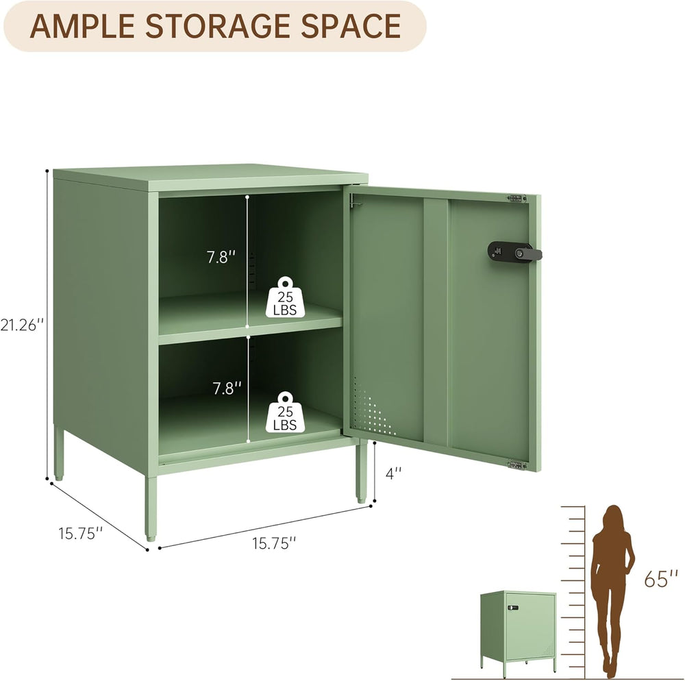 Steehoom Locker Nightstand Metal End Table Single Door Bedside Cabinet Lockab...