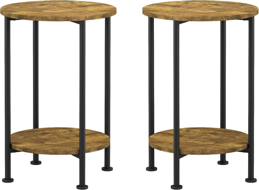 Farmhouse 3-Piece Coffee Table and End Table Set for Living Room | Round Coff...