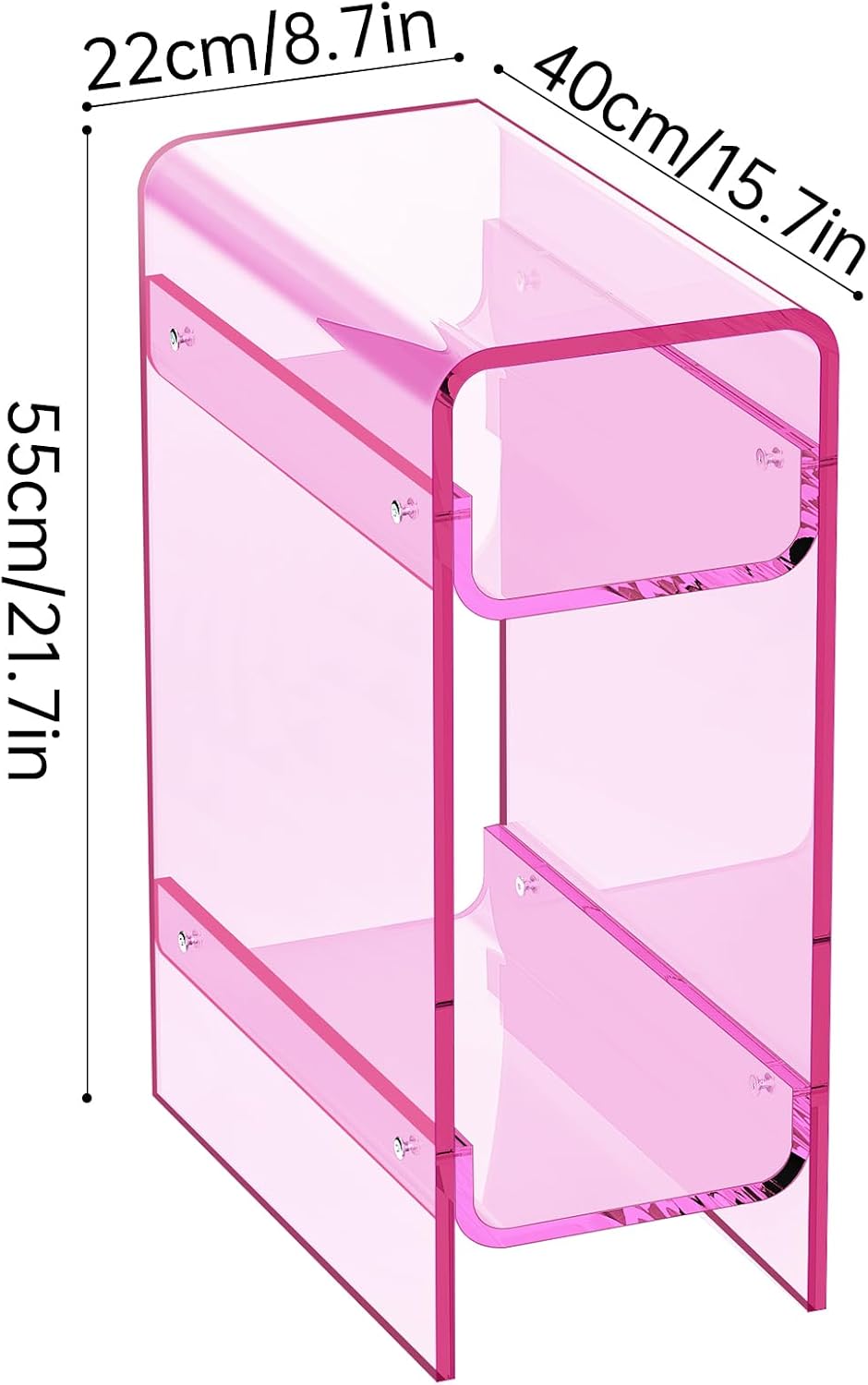 Clear Acrylic Side Table, Narrow Nightstand Bedside Table for Bedroom, Skinny...