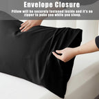 TELUS Black Pillow Cases Queen Size 2 Pack, Bamboo Rayon Cooling Pillowcases with Envelope Closure, Cool Breathable Pillow Case for Hot Sleepers & Night Sweats, 20x30 inches