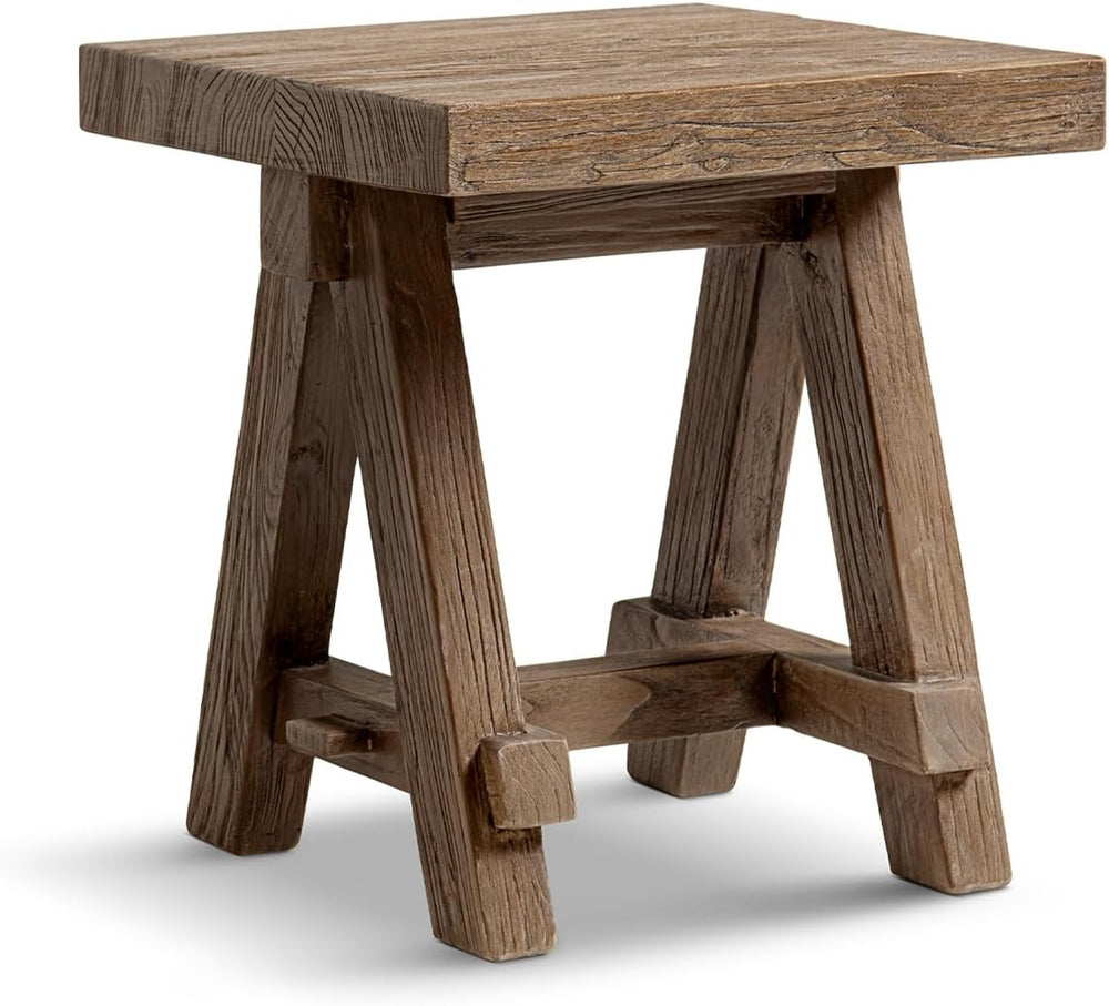 Jennifer Taylor Home Hawthorne 18” Square Reclaimed Elm Trestle Side Table, H...