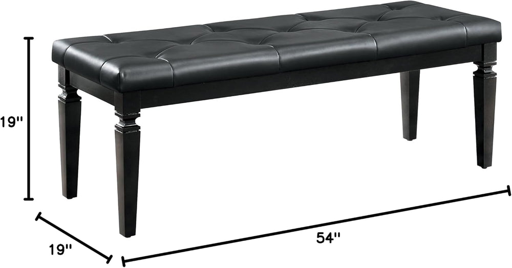 Homelegance Allura Modern Crystal Tufted Footboard Bench, Black Bi-Cast Vinyl