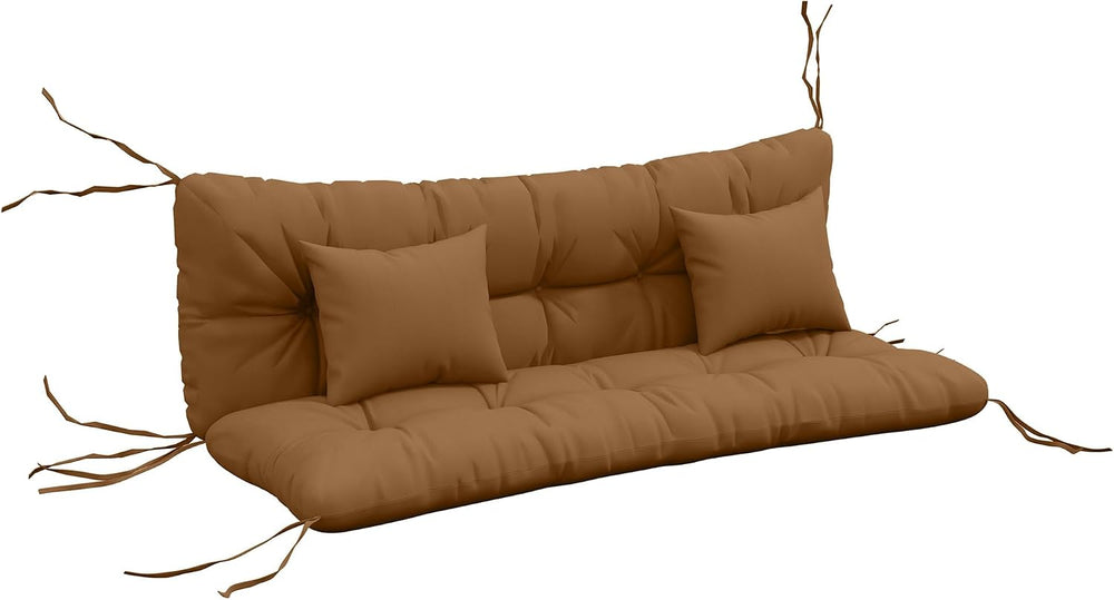 Outsunny 59" Tufted Bench Cushions & Throw Pillows 4 Piece Tan