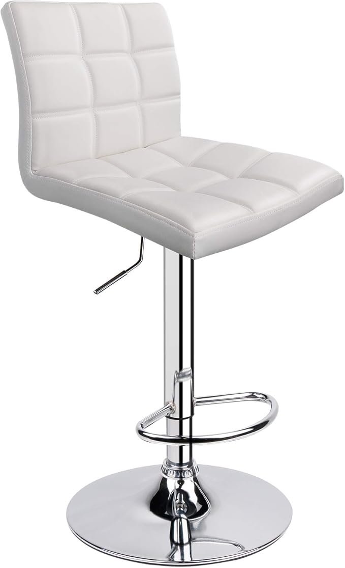 Leopard Modern Square PU Leather Adjustable Bar Stools with Back, Square Back...