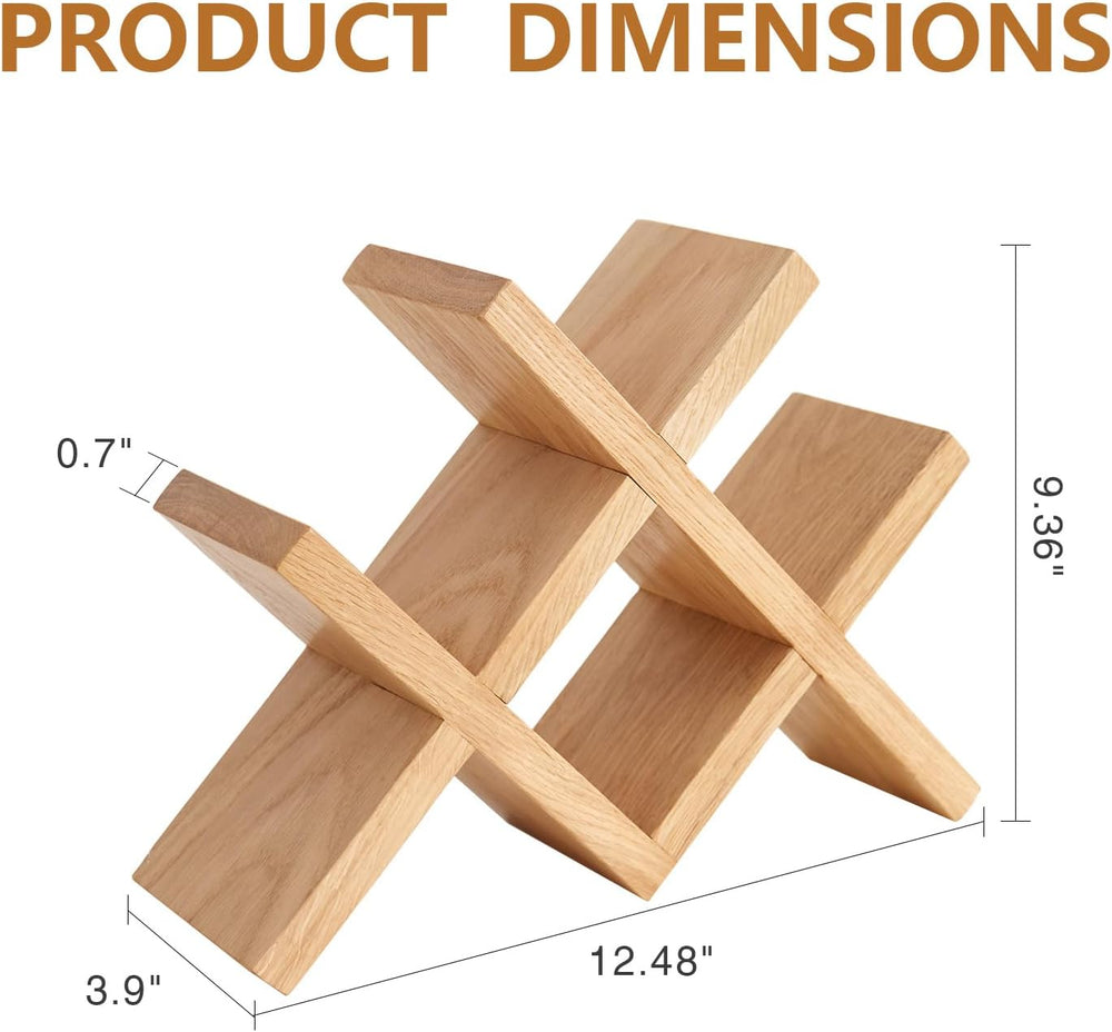 Solid Oak Wine Rack Countertop, 4 Bottle Tabletop Wine Holder - No Assembly F...