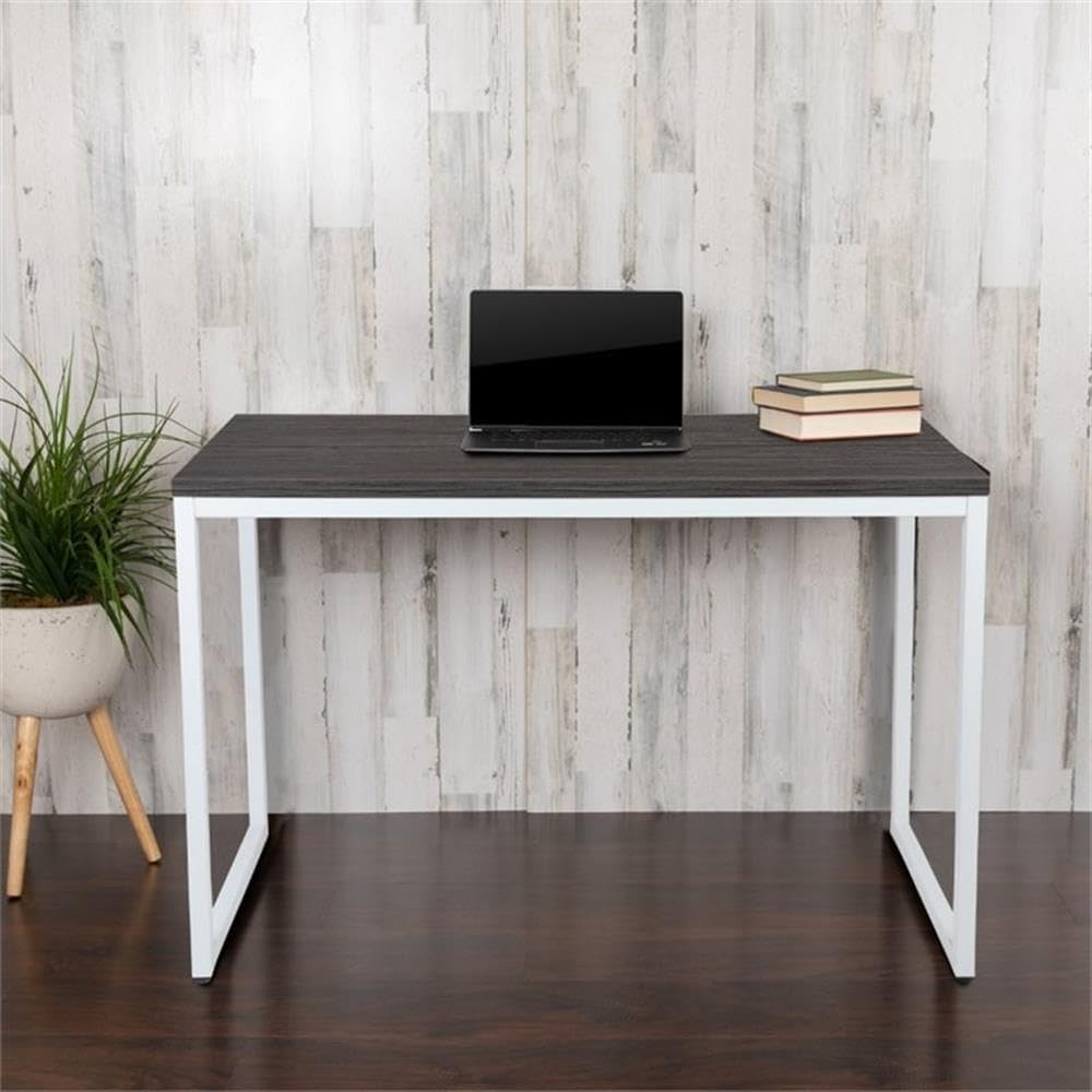 Flash Furniture Industrial Desk, 47", Rustic Gray/White