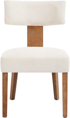 Modern Dining Chairs Set of 2, Upholstered Kitchen Chairs with Curved Back, Farmhouse Linen Fabirc Dining Room Chair Comfy Wood Chairs for Living Room/Home Office/Reception, Beige