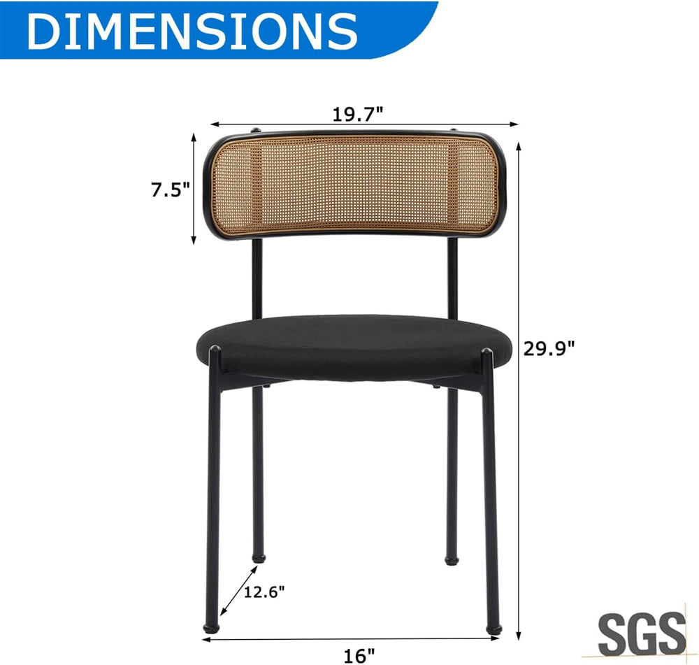 Rattan Dining Chairs Set of 4, Velvet Mid-Century Modern Upholstered Dining C...