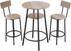 VEVOR Bar Table and Chairs Set, 3PCS 23.5″ Bars Tables Set with Rounded Corner Design, Round Pub Table with Two Stools for Office Desk, Breakfast Corner, Mini Bars, Light Gray, Black