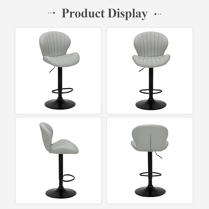 COLAMY Bar Stools Set of 2, Modern Swivel Bar Chairs, Adjustable Faux Leather...