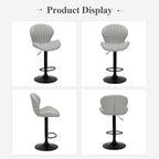 COLAMY Bar Stools Set of 2, Modern Swivel Bar Chairs, Adjustable Faux Leather Upholstered Barstools Counter Height with High Backrest for Bar, Kitchen Island, Dining Room, Grey