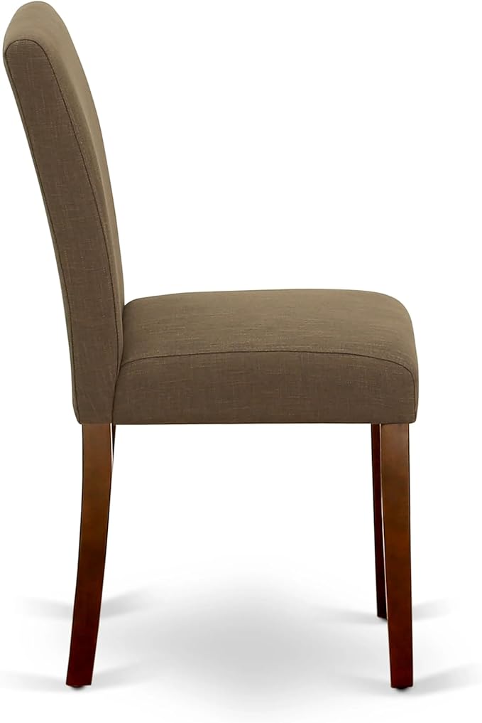 East West Furniture CAAB5-MAH-18 5 Piece Modern Dining Table Set Includes a Rectangle Wooden Table and 4 Coffee Linen Fabric Upholstered Parson Chairs, 36x60 Inch, Mahogany