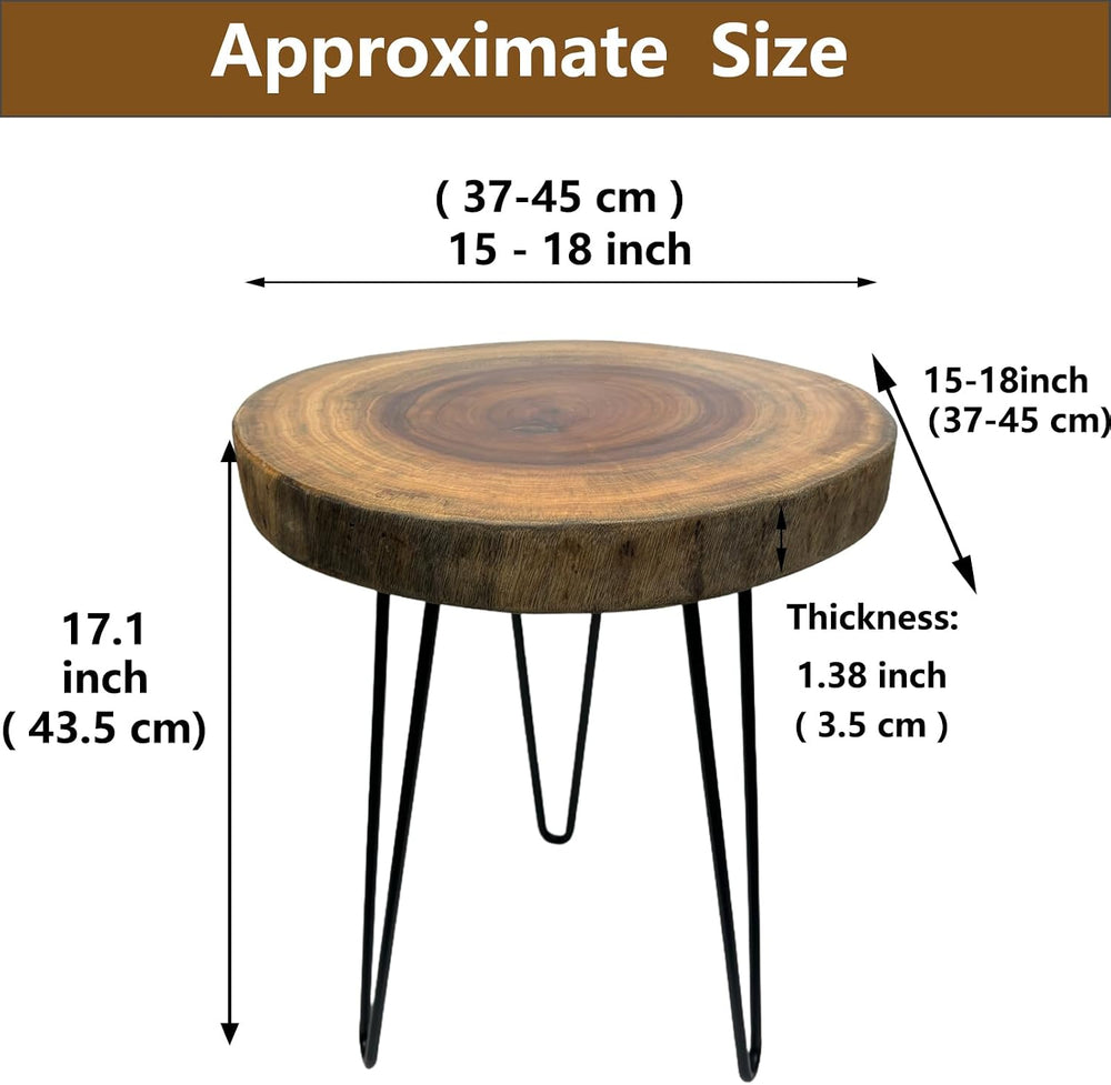 Live Edge End Table, About 15-18" W x 17" H Natural Edge Camphor Wo...