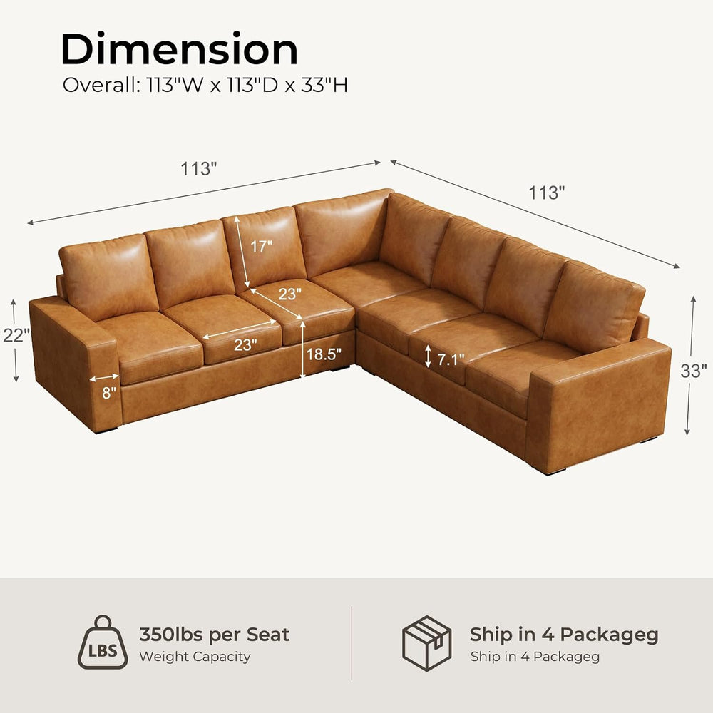 ELUCHANG 113" V-Shaped Modular Sectional Sofa Couch, Modern 7-Seat Premi...