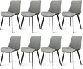 Dining Chairs, Modern PU Leather Dining Room Chair with Sturdy Metal Legs, Upholstered Seat Dinner Chairs Accent Side Chairs for Indoor Kitchen Living Room (Light Grey & Dark Grey, Set of 8)