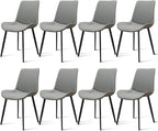 Dining Chairs, Modern PU Leather Dining Room Chair with Sturdy Metal Legs, Upholstered Seat Dinner Chairs Accent Side Chairs for Indoor Kitchen Living Room (Light Grey & Dark Grey, Set of 8)