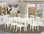 East West Furniture LGDA9-LWH-W 9 Piece Dining Room Table Set Includes a Rectangle Kitchen Table with Butterfly Leaf and 8 Dining Chairs, 42x84 Inch, Linen White
