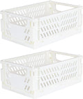Tixill 2-Pack Mini Foldable Plastic Baskets for Organizing and Storage, Collapsible Storage Crate for Home Kitchen Bedroom Bathroom Office (9.8x6.5x3.8, White)