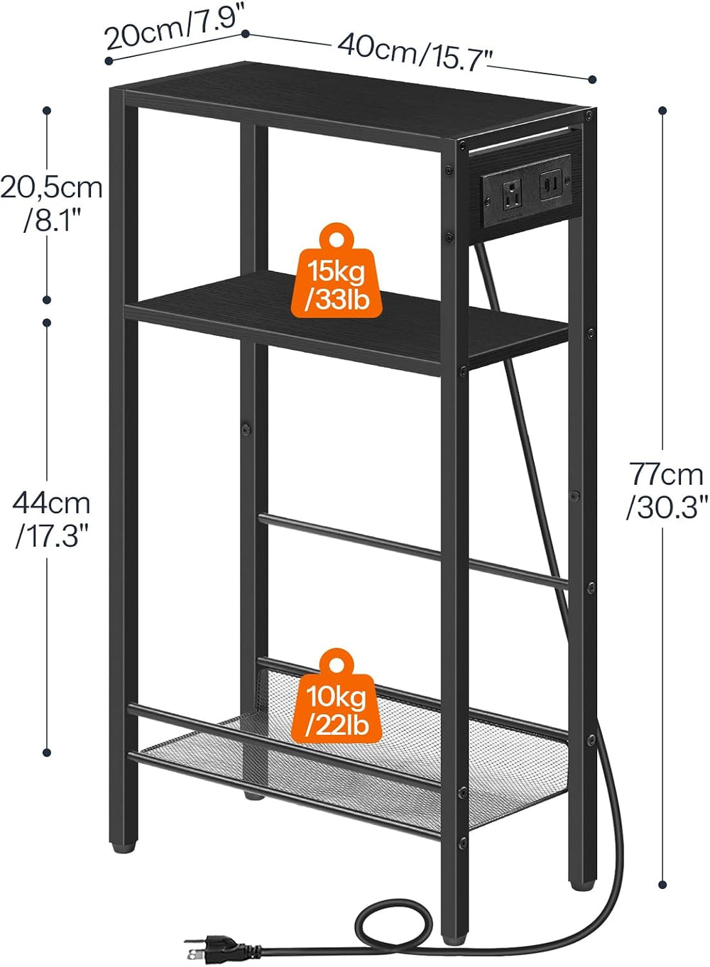 HOOBRO 15.7" Narrow Console Table with Charging Station, 3 Tier Entryway...