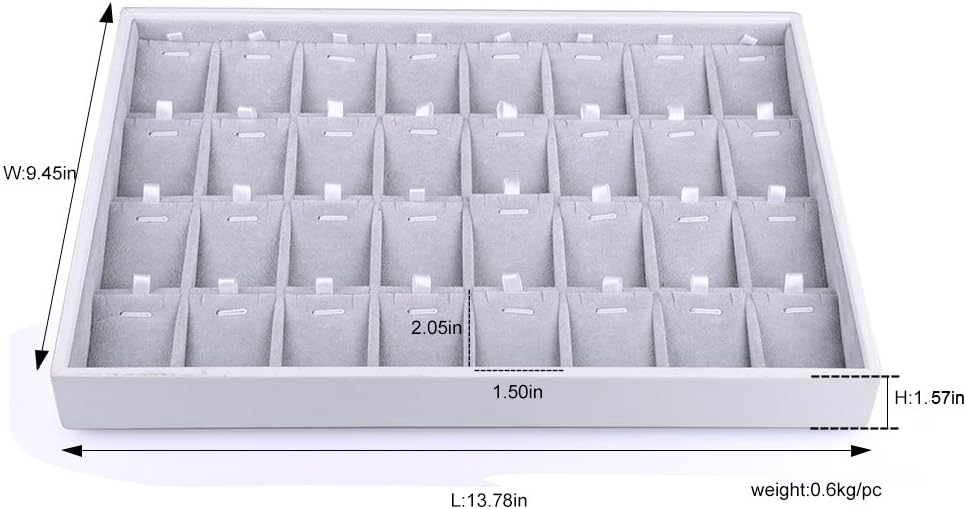 Oirlv Velvet Stackable Jewelry Tray 32 Grids Pendant Organizer Display Showcase Jewelry Storage Trays