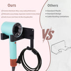 Hair Dryer Holder, Aluminum Alloy Blow Dryer Holder with Adhesive/Screw Installation, Universal Hair Dryer Wall Mount Compatible with Dyson Hairdryer Holder for Bathroom Black UEMUSI