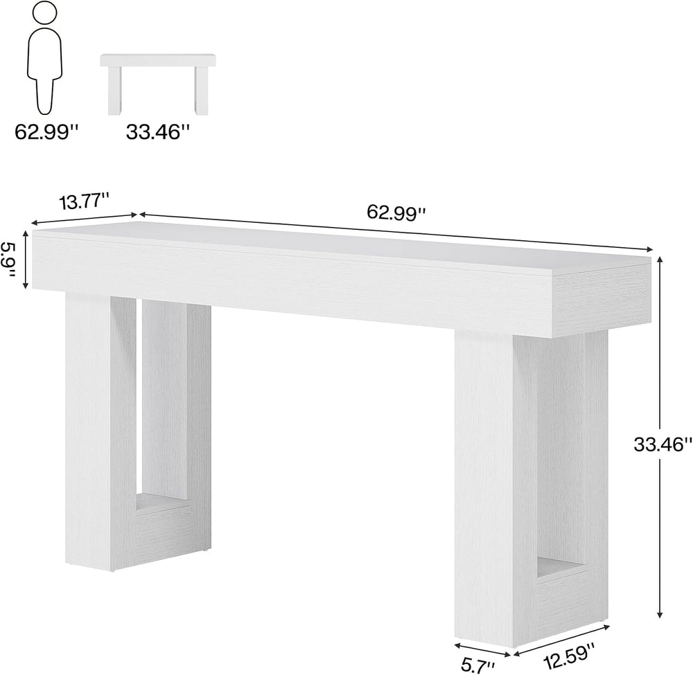 Tribesigns 63-Inch Long Console Table, Wooden Rectangular Sofa Table Behind T...