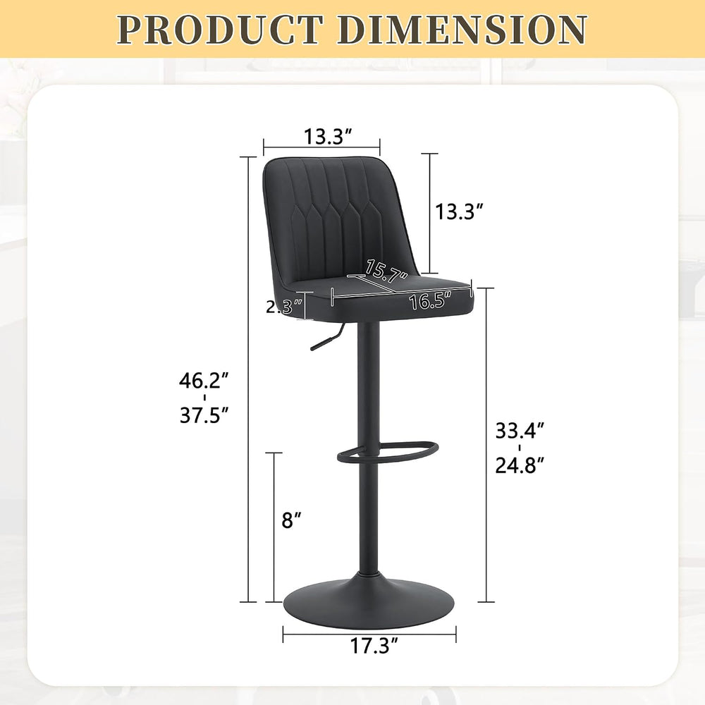 360° Adjustable Swivel Bar Stools Set of 4, Swivel Bar Stools with Back, Faux...