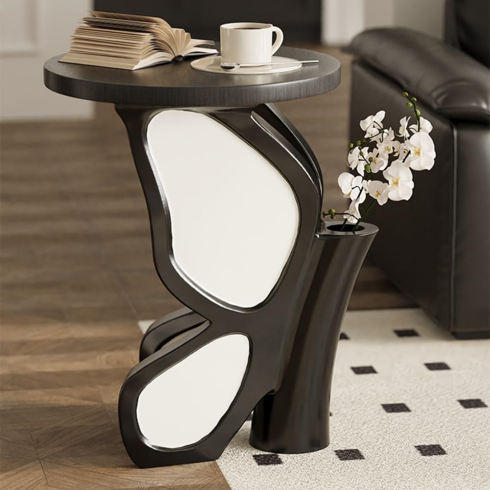 Butterflies Accent Side Table Vintage Round Tray Top End Table Artistic Sculp...