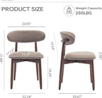 COLAMY Wooden Dining Chairs Set of 2, Modern Fabric Upholstered Dining Room Chair, Farmhouse Kitchen Chair with Foot Pegs, Camel