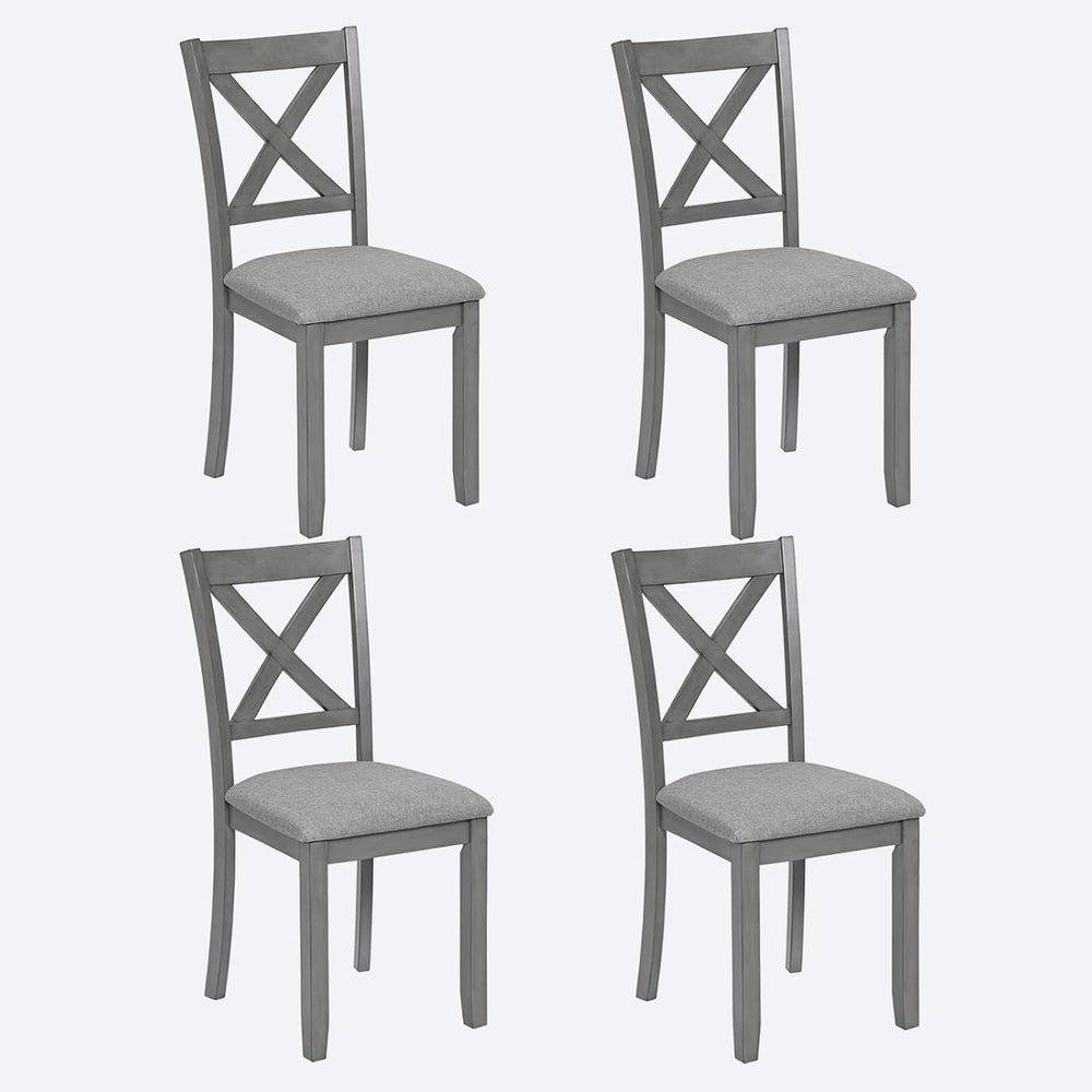 Ball & Cast Wood Frame Dining Chairs Set of 4, Modern Linen Upholstered K...