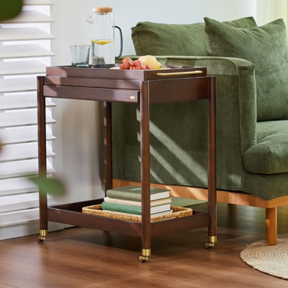 Minimalist Side Table Retro Country Style Small Trolley Movable Sofa Side Tab...