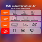 Wireless PC Controller with Hall Effect Joysticks & Triggers, 1000Hz Polling Rate, Trigger Locks, Bluetooth Pro Gaming Controller for PC/Steam/Luna/Tesla - 4 Macros and Turbo, Dynamic RGB, Silver