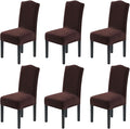 H.VERSAILTEX Velvet Dining Chair Covers Stretch Chair Covers for Dining Room Set of 6 Parson Chair Slipcovers Chair Protectors Covers Dining, Soft Thick Solid Velvet Fabric Washable, Brown